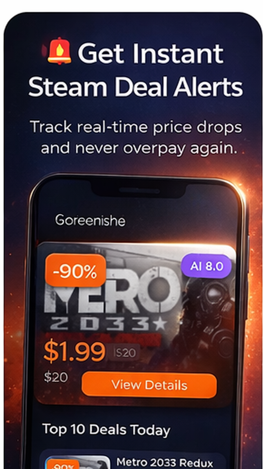 Steam Deal Alert home screen with daily deals